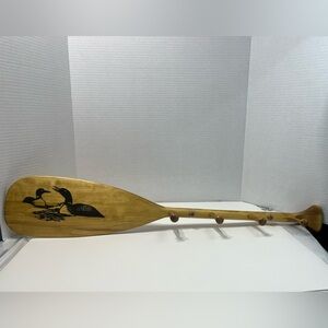UPPER CANADA PADDLE COMPANY rustic Loon print paddle with pegs cottage decor